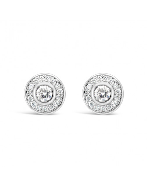 Round Halo Set Diamond Earrings, in 18ct White Gold. Tdw 0.80ct